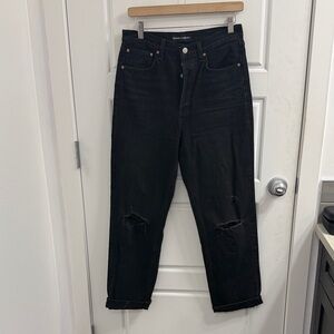 Aritzia Denim Forum Joni High Rise Loose Size 26 Black Distressed